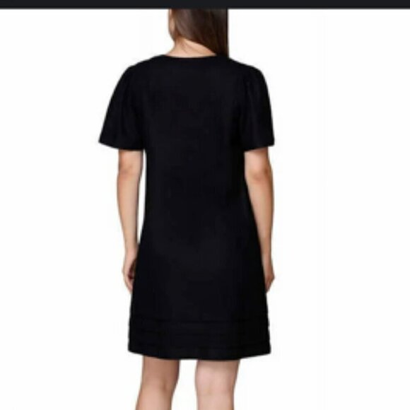 NWT NICOLE MILLER Original Black Linen Short Sleeve VNeck Dress Medium - Picture 14 of 16